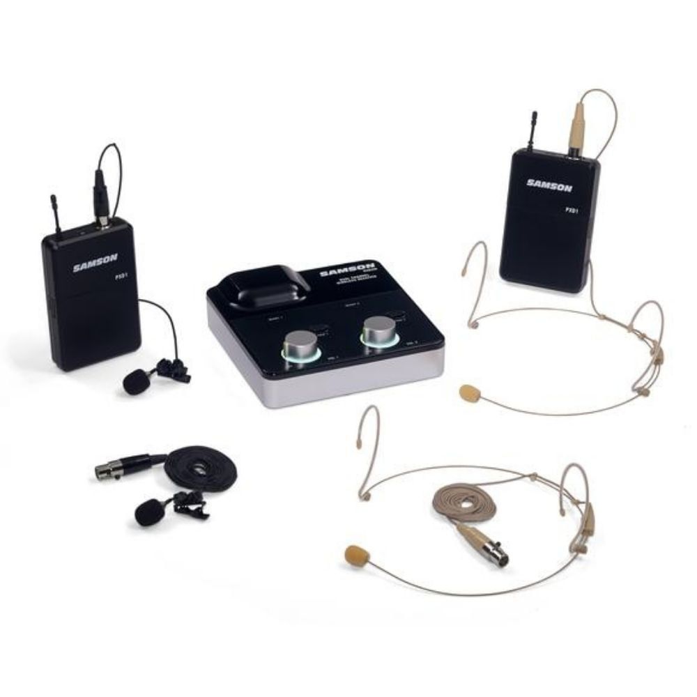 Sistema de micrófonos inalámbricos con doble cintillo Samson XPD2 - XPD2MPRE MICROFONO INALAMBRICO CINTILLO DOBLE PXD1/LM7 + PXD1/DE5 2.4 GHz SAMSON