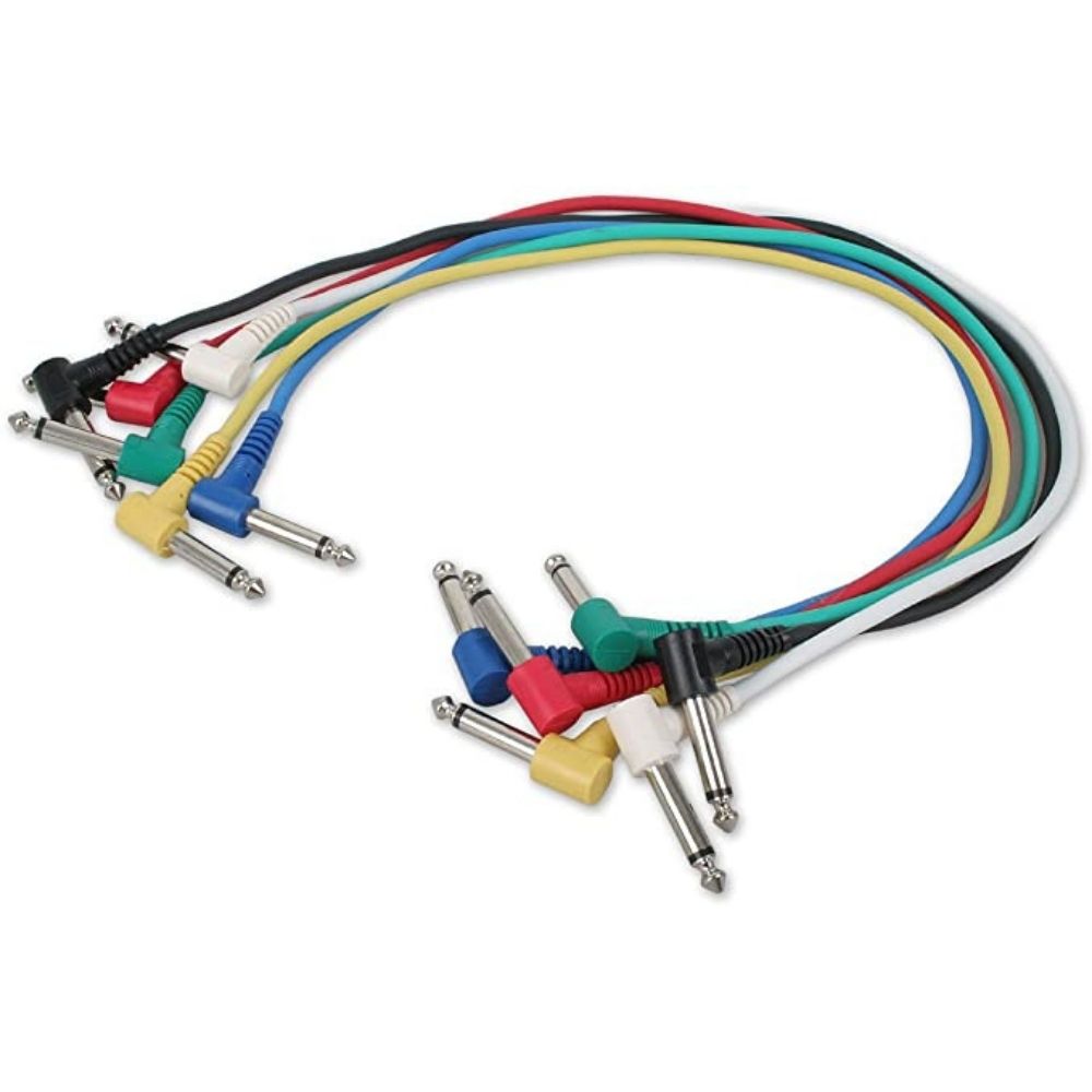 Pack patch cable 6 unidades Rockcable angled 1/4'' 60 cm RCL 30061 - RCL30061 D5 PACK 6 UNI. CABLE JUMPER 60 CM ANG ROCKCABLE