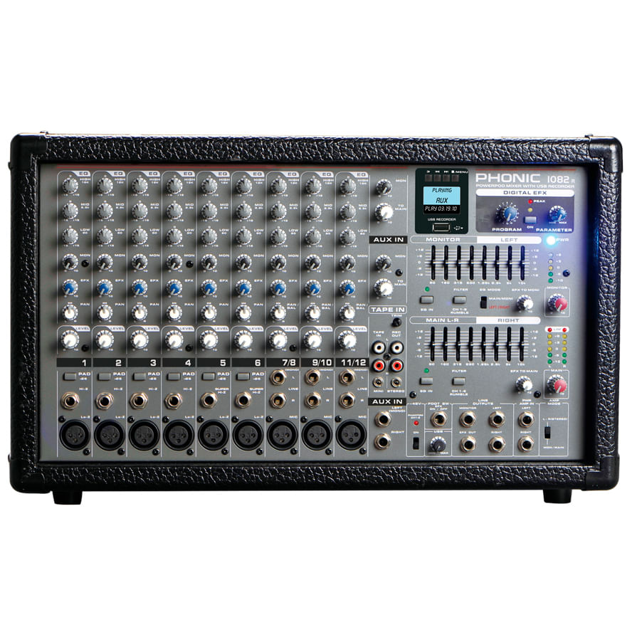 Power Mixer 1082R Phonic - POWERPOD 1082R BK MIXER C/POWER ANALOGO PHONIC