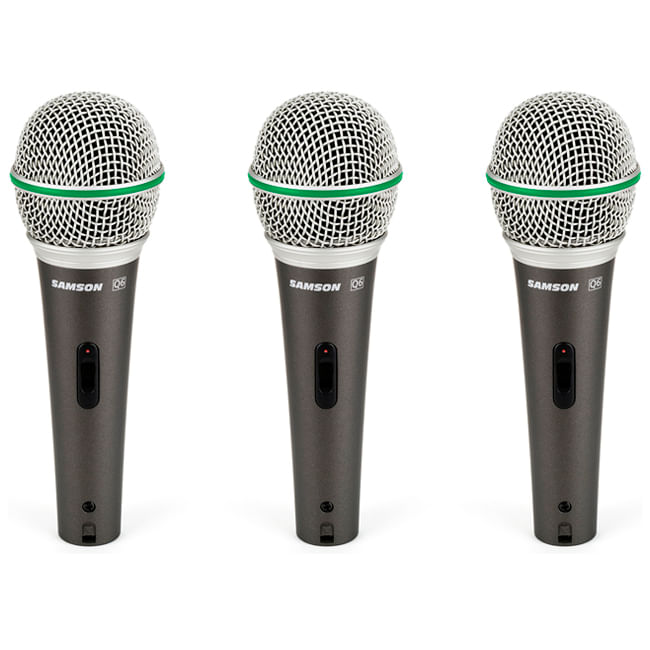 Pack de 3 micrófonos dinámicos Samson Q63P - con switch - Q63P BK PACK MICROFONO C/SWITCH SAMSON