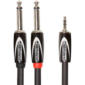 Cable TRS a TS dual Roland Black series 3 M - RCC-10-3528V2 CABLE 3M 3.5MM TRS-DUAl 1/4'' ROLAND