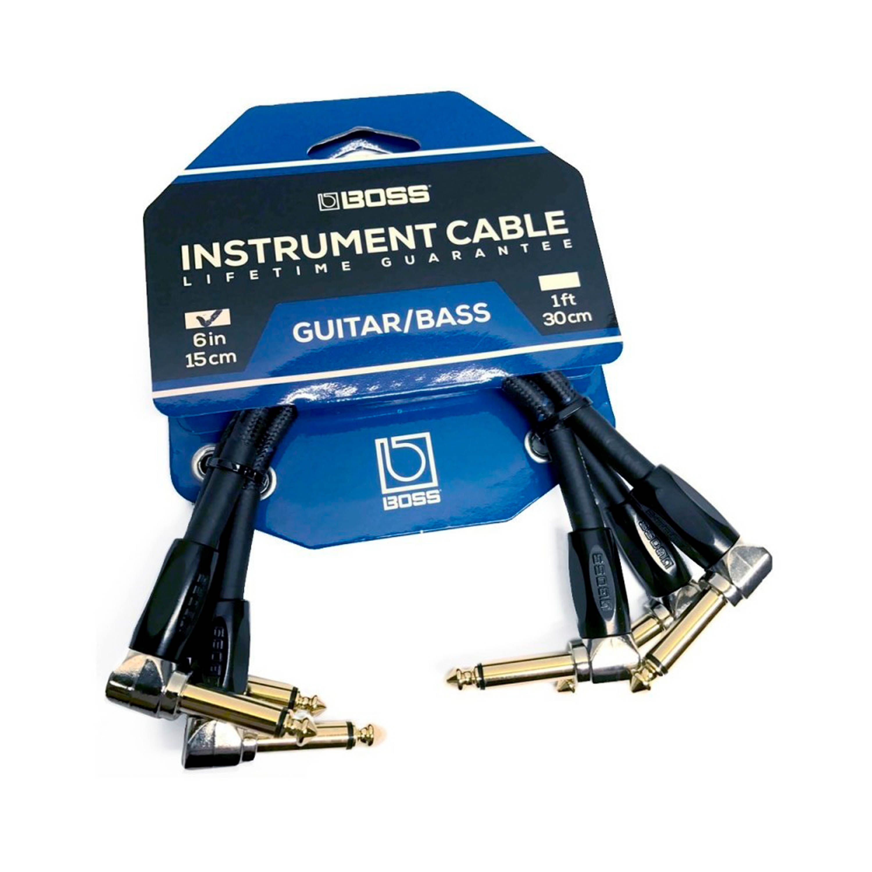 Pack de 3 Cables patch Boss BIC-PC-3 15 cm - BIC-PC-3 CABLE INSTRUMENTO TRS ANGULADO/RECTO 3M BOSS