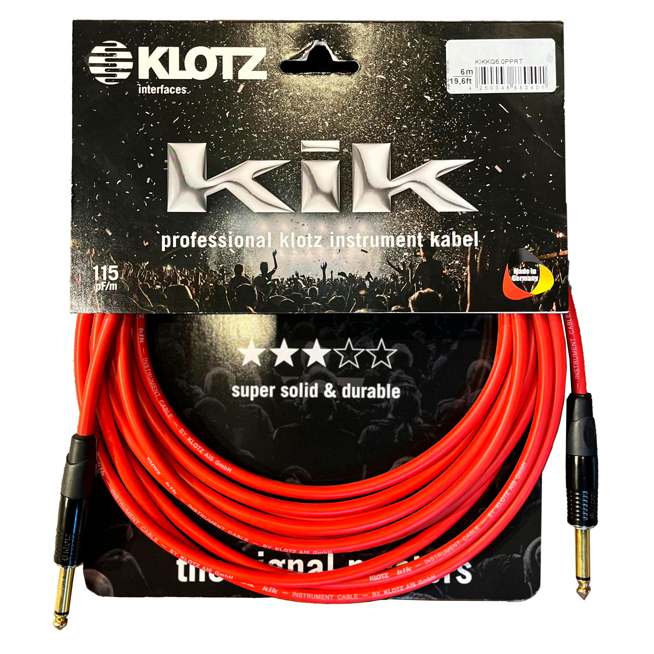 Cable profesional para instrumento Klotz KIKKG6.0PPRT - KIKKG6.0PPRT CABLE INSTRUMENTO 6 MT RECT-RECT KLOTZ