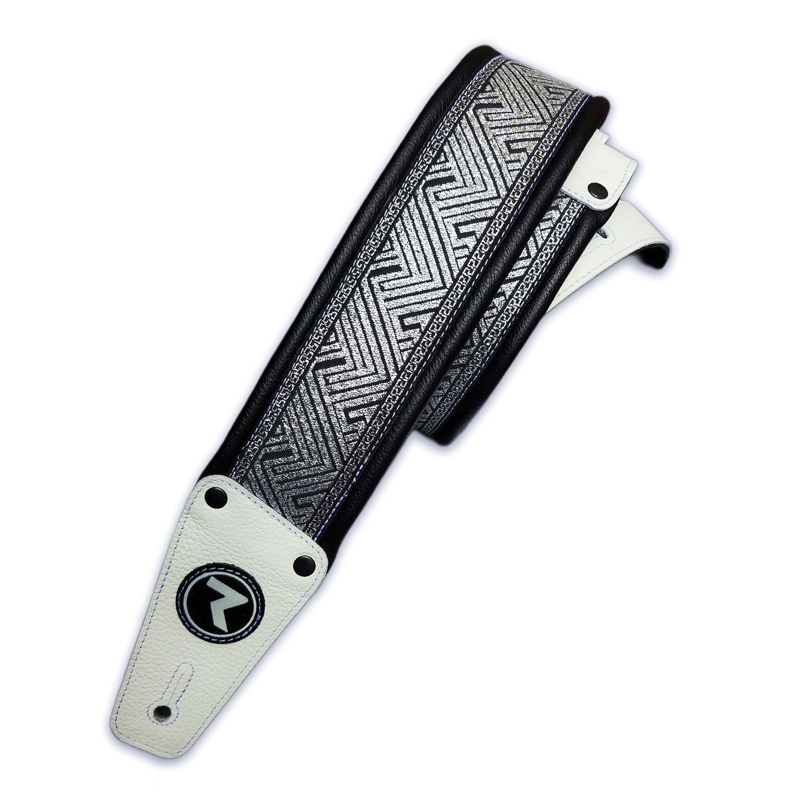 Correa Raven Straps Voodoo 3" Silver-White - RAVEN VOODOO 3'' SILVER/WHITE CORREA GUITARRA RAVEN STRAPS