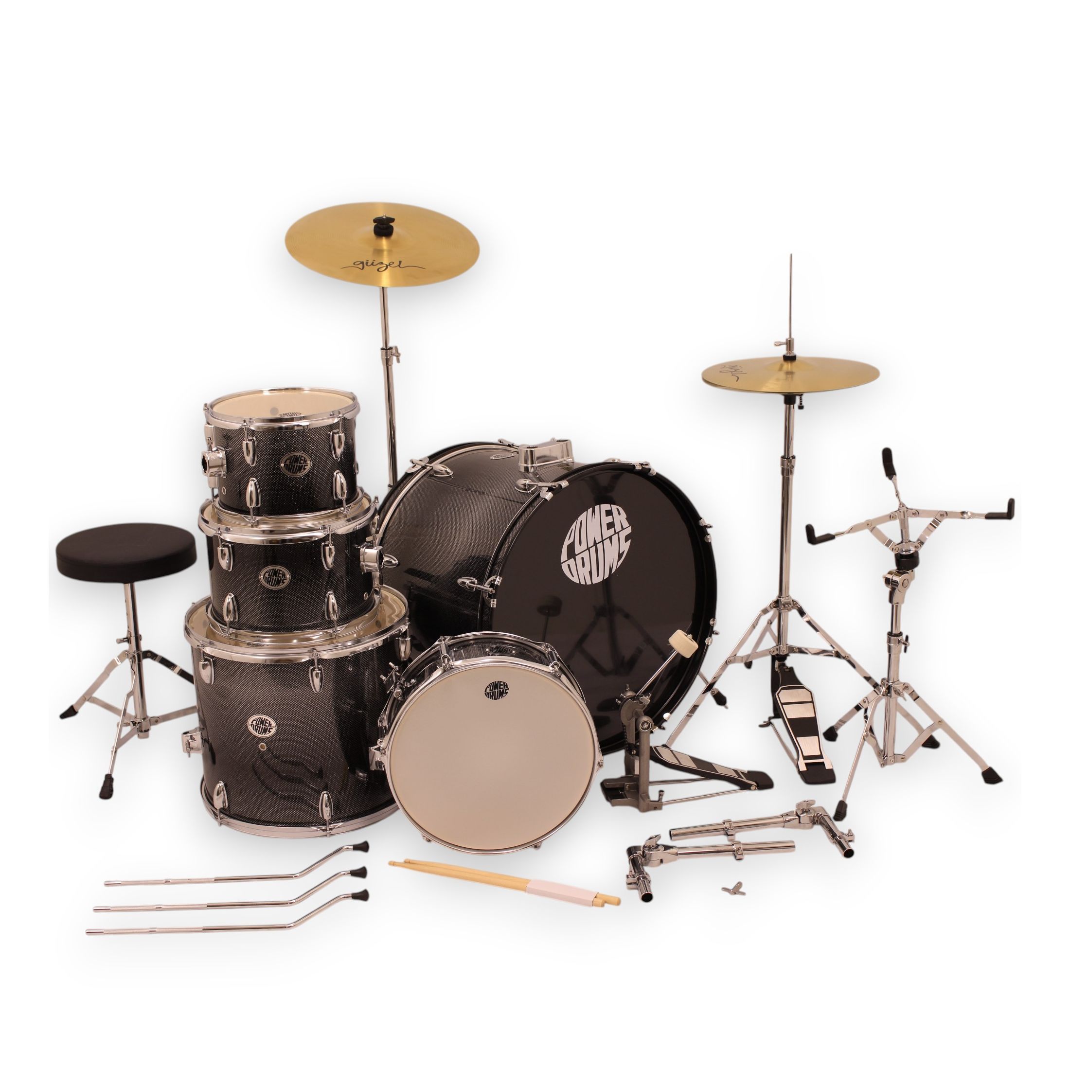 Set de batería acústica PowerDrums CPJ-5 FKS - Silver - CPJ-5 FKS BATERIA ACUSTICA SET POWERDRUMS