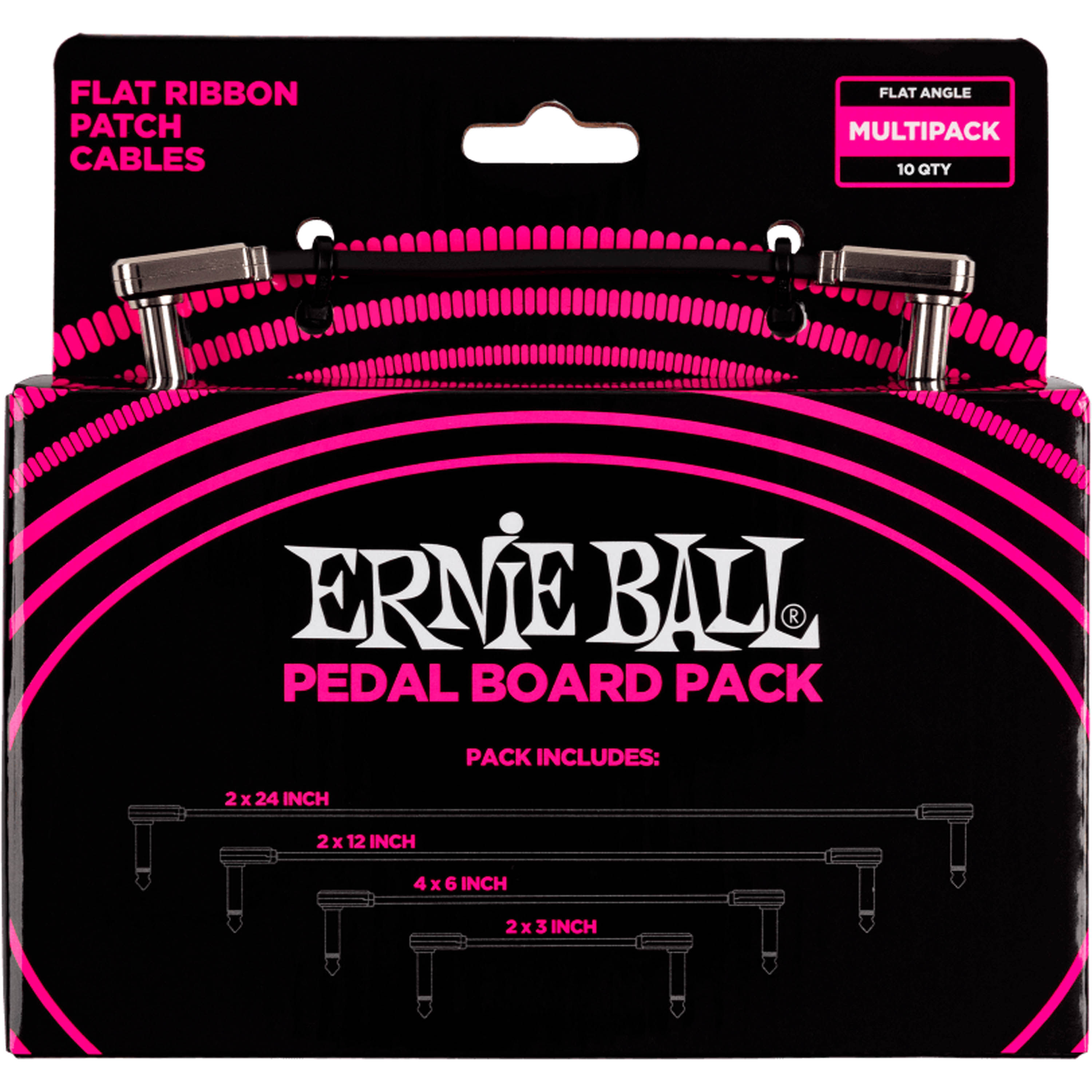 Pack de cables patch Ernie Ball P06224 planos - P06224 PATCH MULTIPACK FLAT 4 UNIDADES ERNIE BALL