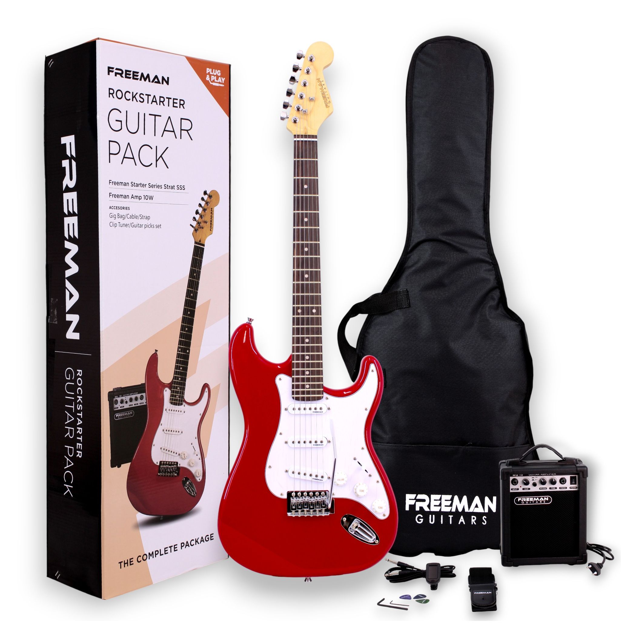 Pack de guitarra eléctrica Freeman Rockstarter - Red - ROCKSTARTER PACK RD PACK GUITARRA ELECTRICA FREEMAN