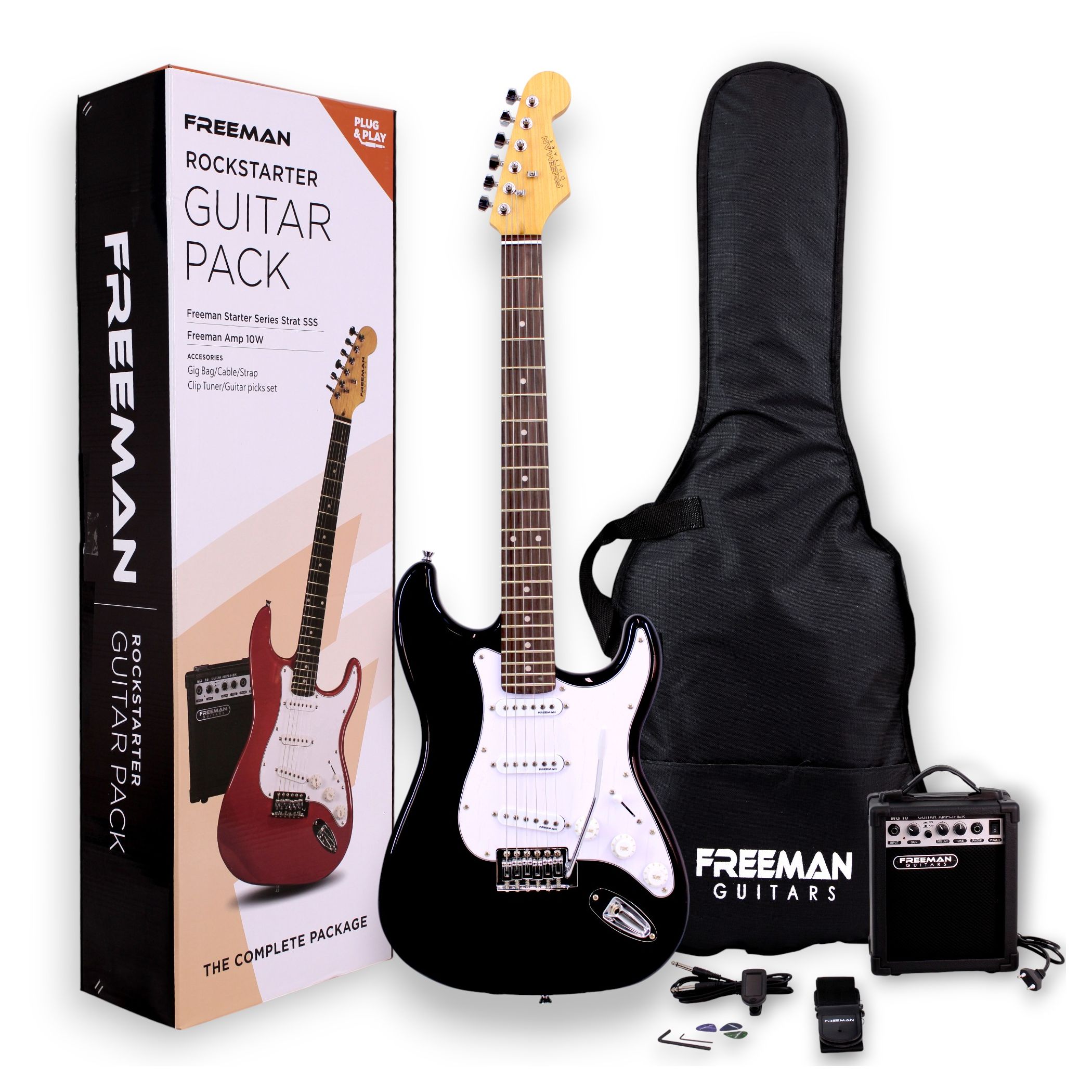Pack de guitarra eléctrica Freeman Rockstarter - Black - ROCKSTARTER BK PACK GUITARRA ELECTRICA FREEMAN