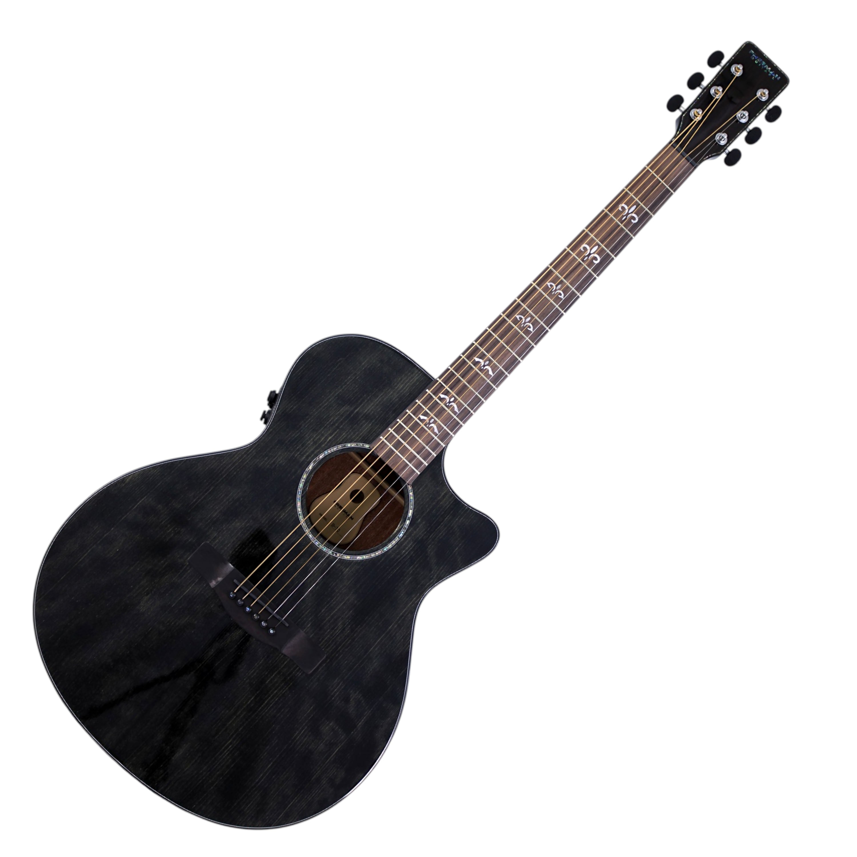 Guitarra electroacústica Freeman FA-OM-70E - Trans Black - FA-OM-70E GUITARRA E/A METAL TRANS BLACK FREEMAN