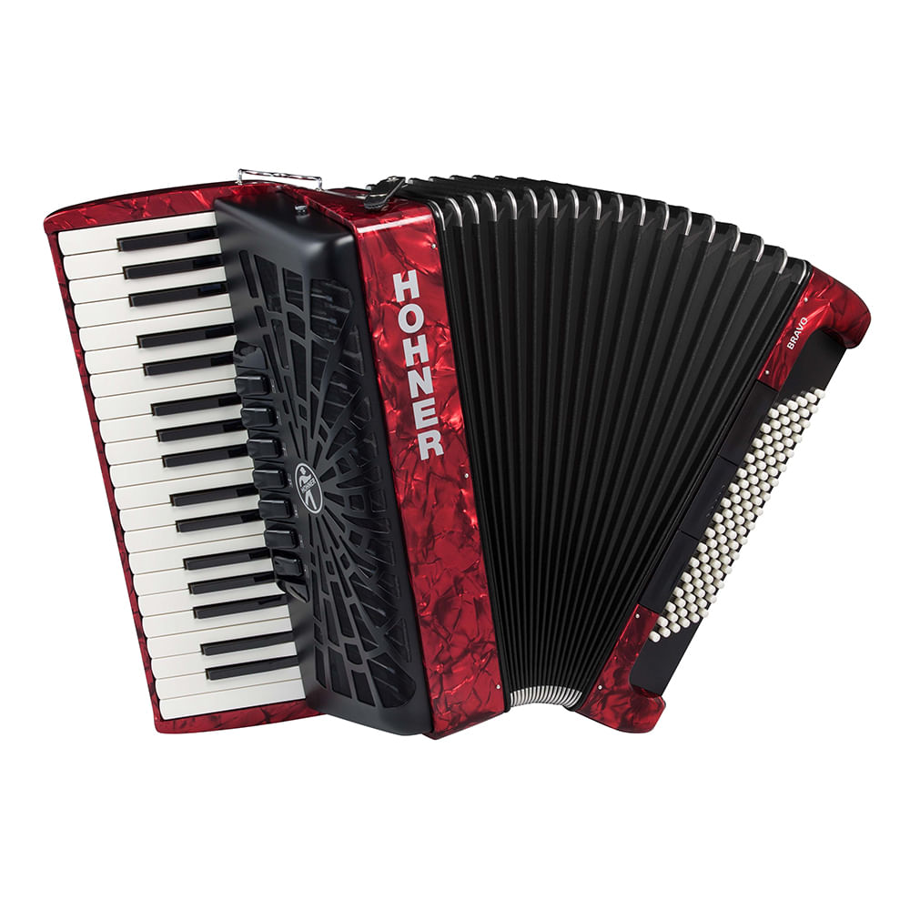 Acordeón Cromático Hohner Bravo III 96 A16732 - Rojo - A16732 RD ACORDEON 96 BRAVO HOHNER III W/BAG HOHNER