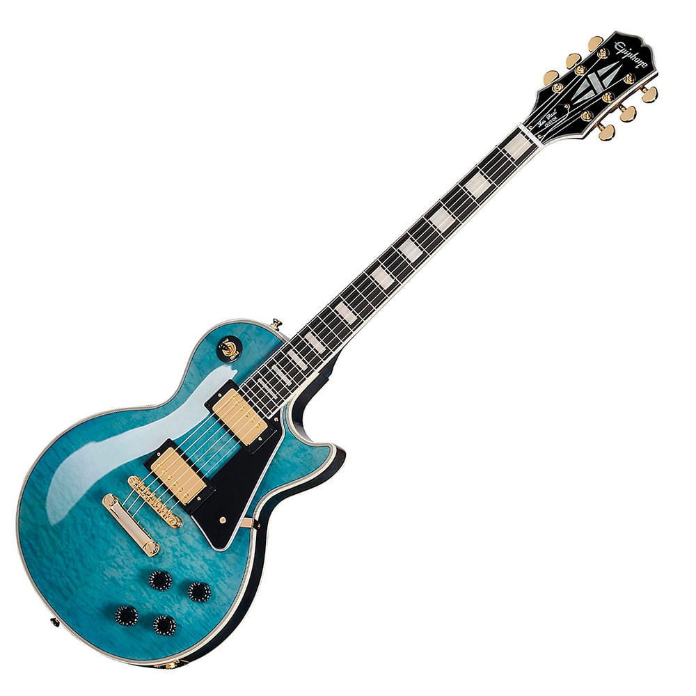 Guitarra Eléctrica Epiphone Les Paul Custom Quilt Ocean Blue