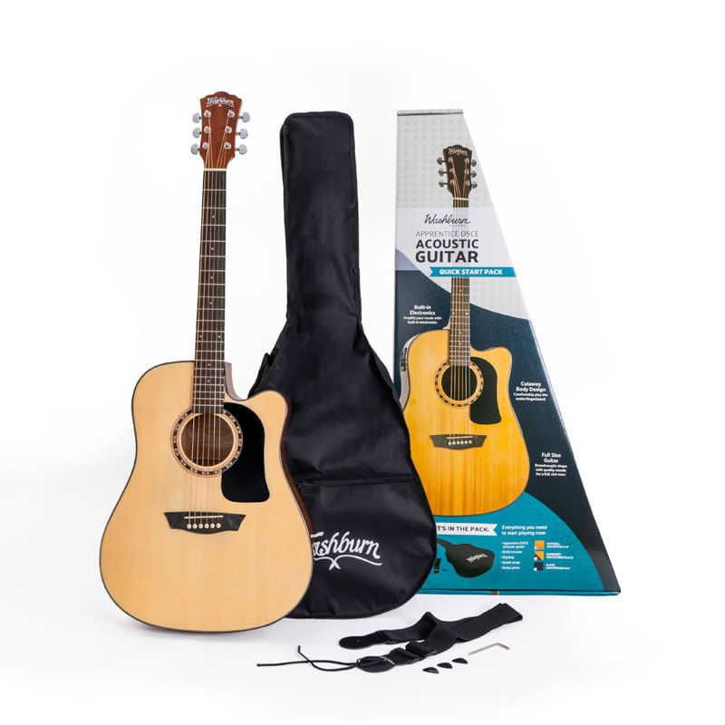 Pack de Guitarra Electroacústica Washburn AD5CEPACK-A-U Dreadnought Cutaway